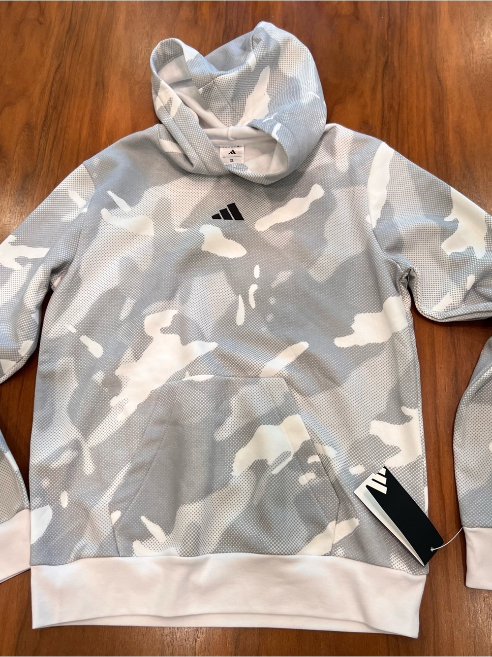 adidas Men’s Light Gray and White Camo Turtleneck Sweatshirt
